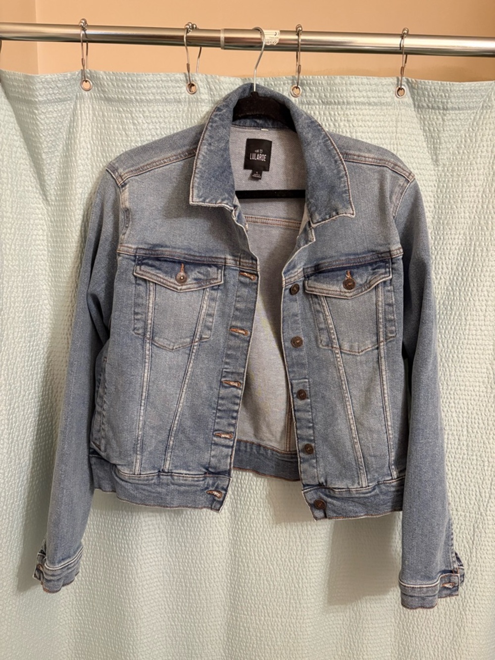 LuLaRoe Light Wash Denim Jacket in Faded Blue